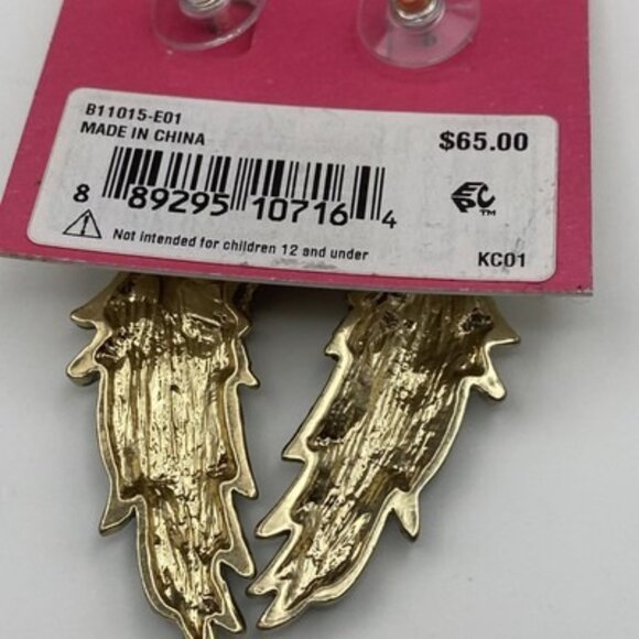 Betsey Johnson Earrings Keeping Up With The Critters Peacock Bird Teal Crystal - Picture 7 of 8